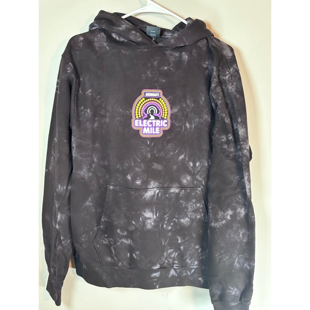 Insomniac Electric Mile Hoodie Black Acid Wash Tie Dye Festival Rave Mens Small